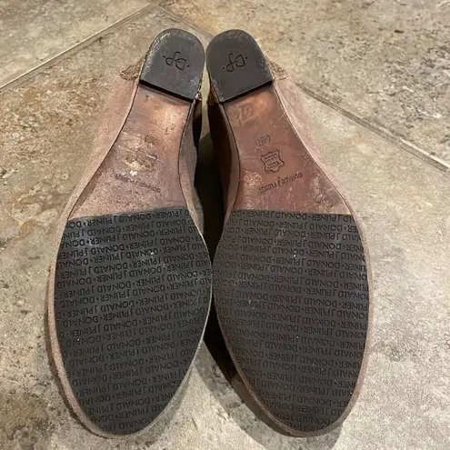 Donald Pliner Donald J Pliner Tan Suede Wedge Shoes Womens Size 8.5N Snakeskin Leather