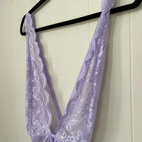 Dreamgirl Purple Lace Lingerie Bodysuit Sheer ~ Size Large
