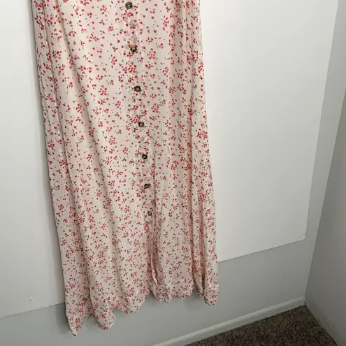 Ganni Printed Georgette Button-Front Slip Dress in Egret Womens Midi Size Small