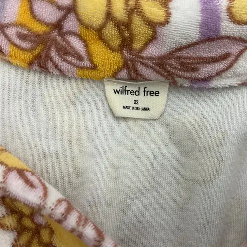 Wilfred Free Floral Print Terry Cloth Short Sleeve V Neck Top XS
