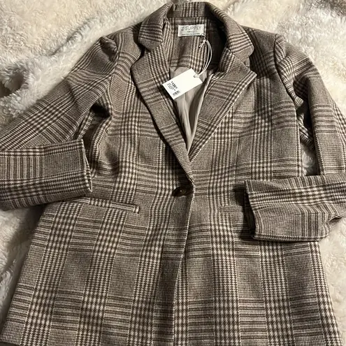 Z Supply NWT  Anna Plaid Blazer - Milkshake