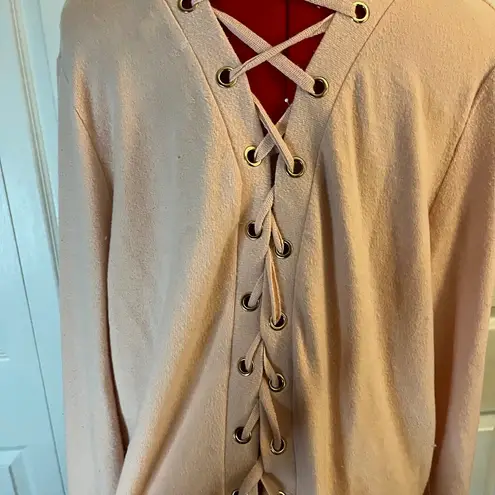 Peace Love World Lace Up Back Sweater M/L