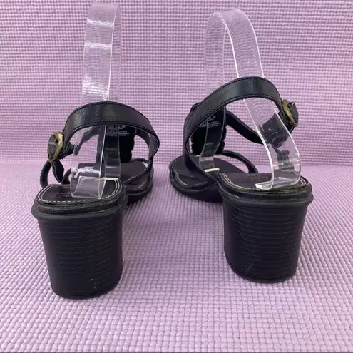 Classic Elements Shoshanna Square Toe Block Heel Sandal Black Size 9 Leather