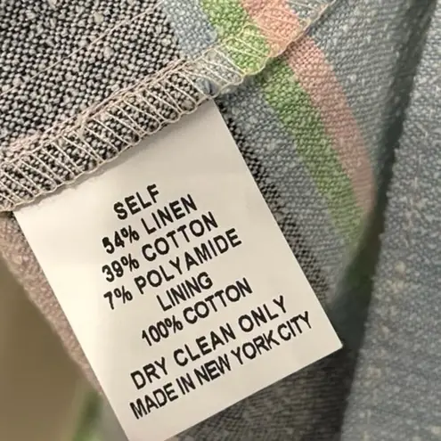 Hunter Bell Pink Blue Striped Linen Blend Landry Puff Blouse Top Size Medium