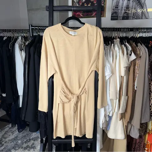 Nation Ltd Gloria Wrap Tie Mini Dress in Warm Sand Cotton