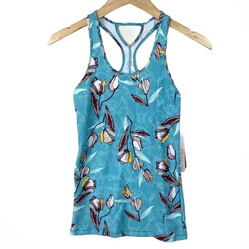 Calia Move Fitted Garden Gate Blue Floral Tank Top Size XS