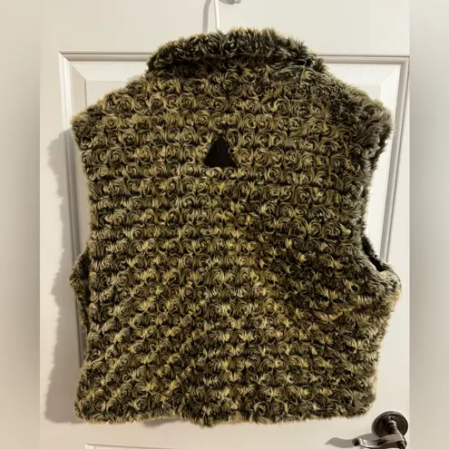 Fjallraven Fjall Bison Vest Reversible Faux Fur Fleece Toggle Tan Black XL