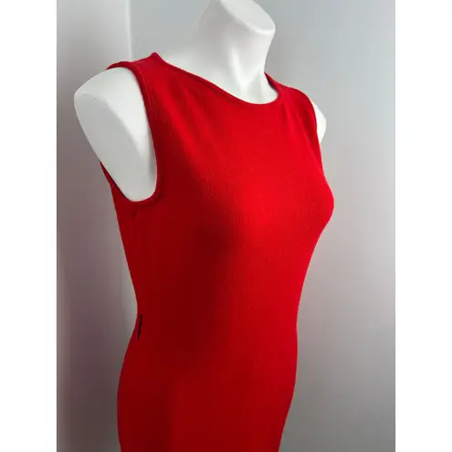 St. John Collection Red Knit Sleeveless Sheath Dress 6 Holiday Festive