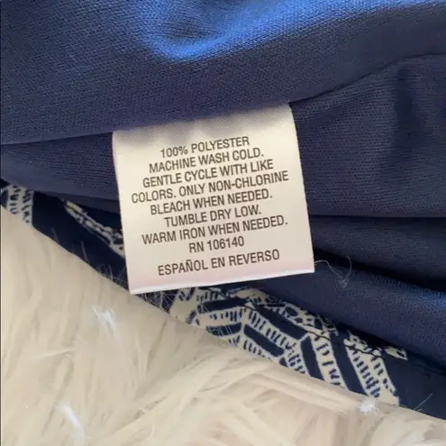 Maison Jules Women’s Navy Blue Umbrella Preppy Sun V Neck Dress Size Medium