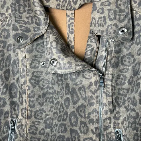 MARRAKECH Marni Leopard Moto Jacket Faux Suede Leather Brown Sz M Anthropologie Size M