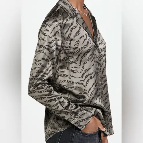 Rails Rebel Olive Button Down Shirt Spotted Tiger Stripe Size Small