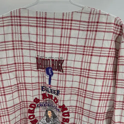 E'Sleep pajama top Red Plaid Women's rock n roll vintage 90s long sleeve L Size L