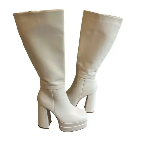 Lady Go Diva Platform Go Go Boots, Sz 10 White