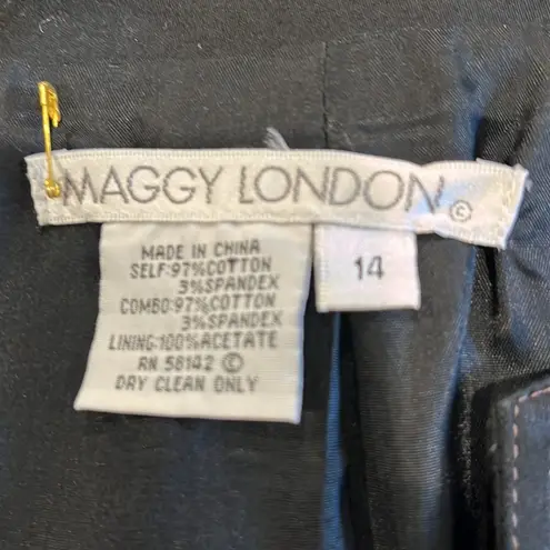 Maggy London Brown Black Zebra Stripe Animal Print Full Zip Blazer Top Sz 14