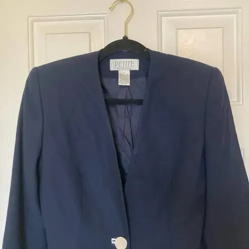 Petite Sophisticate Vintage Blazer Navy White Stripes Nautical Size 6