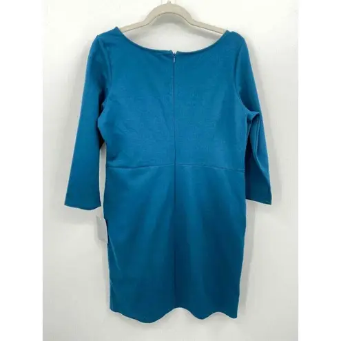 The Vanity Room Knee Length Dress Womens Large Slate Blue 3/4 Sleeve Pockets NEW