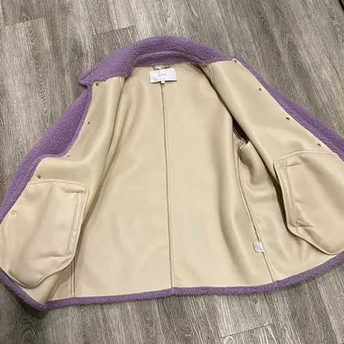 ALC Frank A.L.C Lincoln faux fur teddy coat button front lilac purple medium