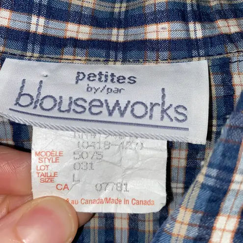 Blouseworks Petites by par  plaid full zip jacket w/elastic cuffs & waistband L - Image 9