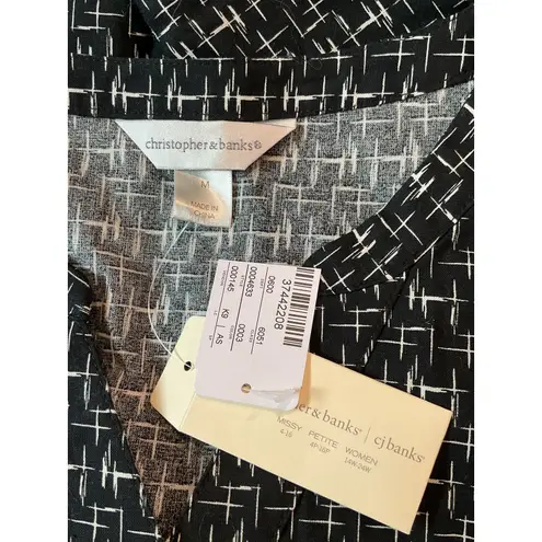 Christopher & Banks NWT  Womens Black White Geometric Button Front Midi Dress M