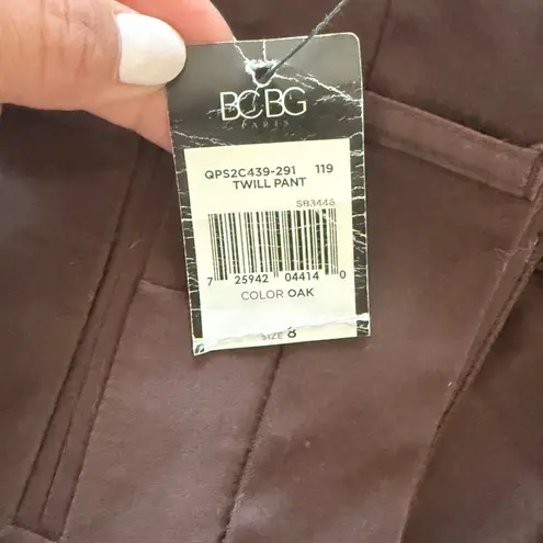 NWT BCBG Brown Twill Mid Rise Wide Leg Cotton Pants Y2K Minimalist Style Sz 8