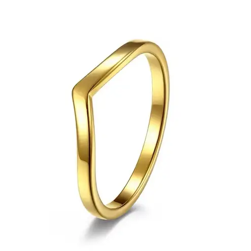 Boutique NEW Women's 14k Gold Filled Vā Shape Curved Band Ring Size 6