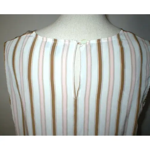 NWT $278 Worth New York Womens 12 Blouse Top Designer Silk Pink Brown White Work