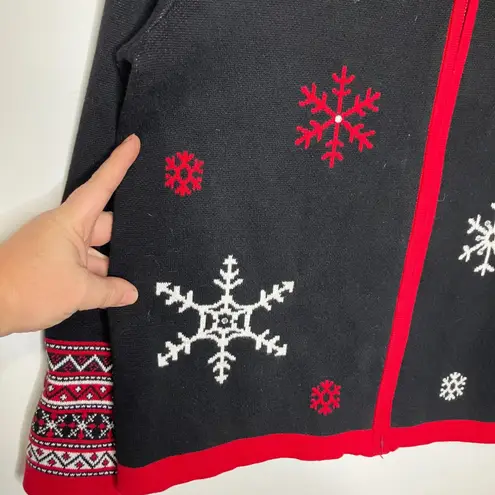 Breckenridge snowflake Christmas sweater full zip women's size small petite