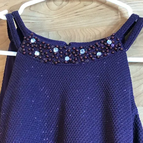 Nightway Size 4 Beaded Caged Neckline Prom/Evening Dress/Gown Mulberry