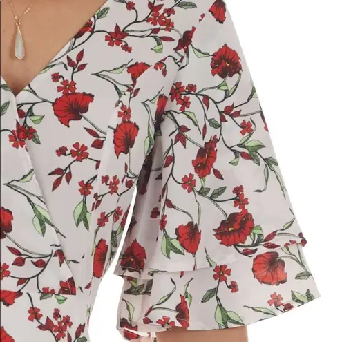 Rokoko ✨ Blush Pink Floral Print Surplice Short Dress ✨