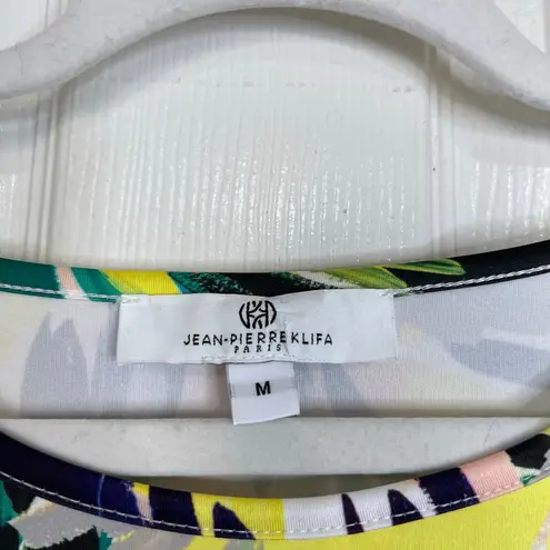 JEAN PIERRE KLIFA Daphne Sheath Dress Yellow Green Size Medium Abstract Bright