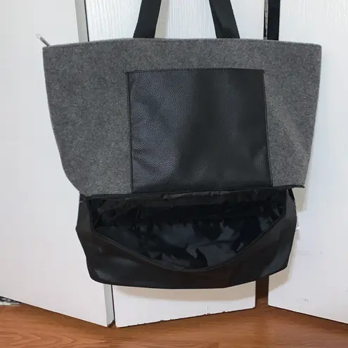 DSW faux wool & leather tote