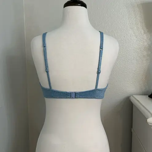 Triangl Swimwear Blue Shimmer Bikini Top Size Large