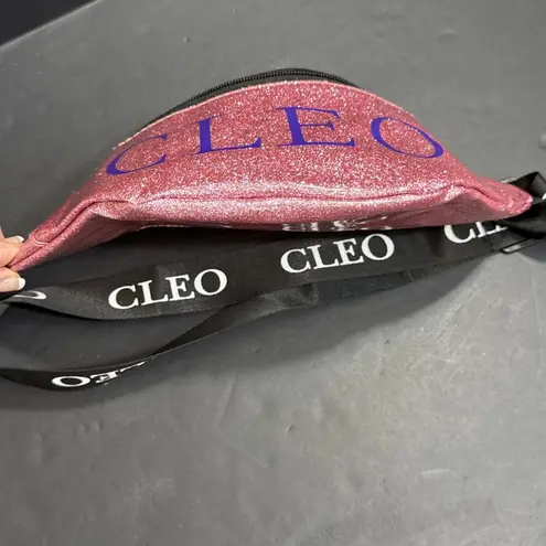 Cleo Pink Glitter Preppy Designer Fanny Pack Outdoor Waist Belt Bag