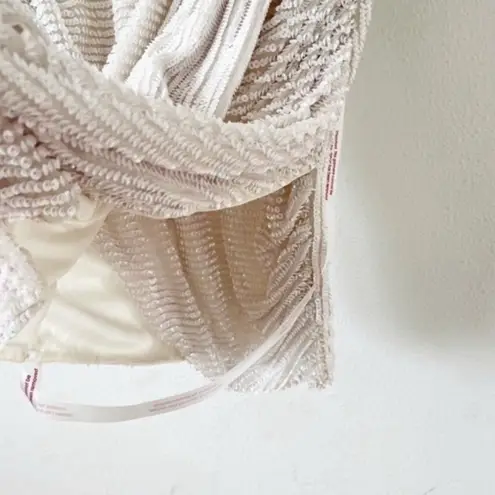 Peace + Love Sequin Wrap Drape Mini Dress in White Size 4