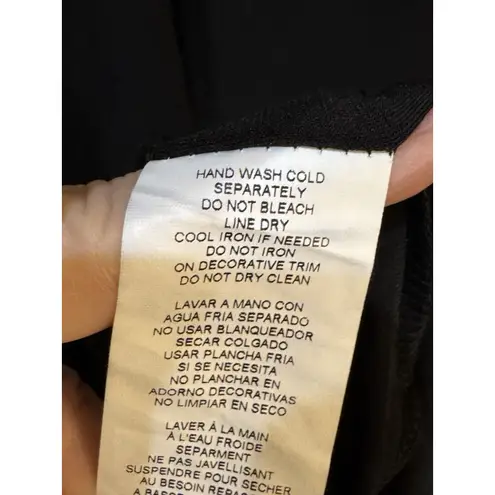 Marina 2 Piece Beaded Asymmetrical Hemline Long Sleeve Jewel Neck Top Size 12 Black