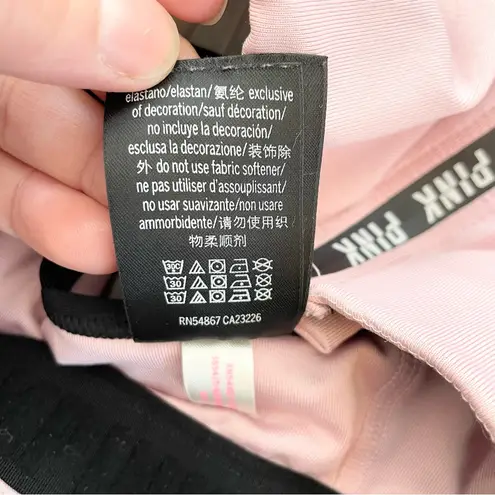 PINK Victorias Secret Bra Ultimate Racerback Sports Bra Unlined Zip Up Size S Black