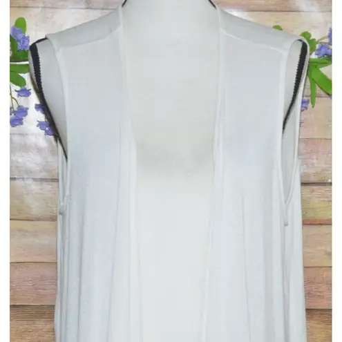 J. Jill Wearever Ivory Open Sleeveless Thin Knit Cardigan Sweater Size L White Size L