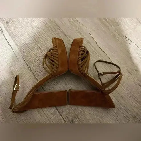 Veronica Beard Fletcher Heel Brown Suede Leather Hazelwood $450 Platform Wedge 9