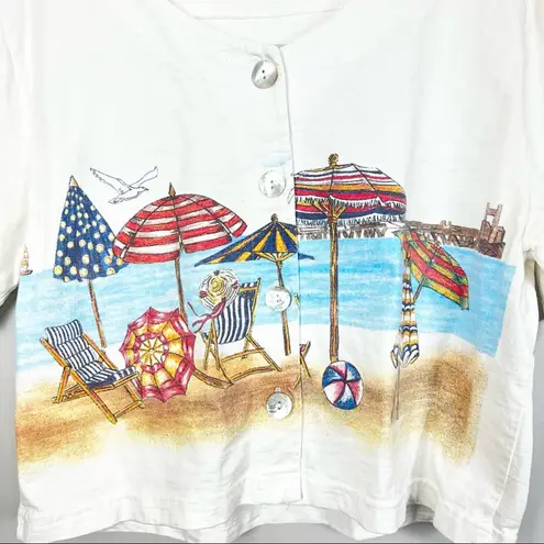 Vintage Y2K Go Nutz Beach Print Cotton Button Up T