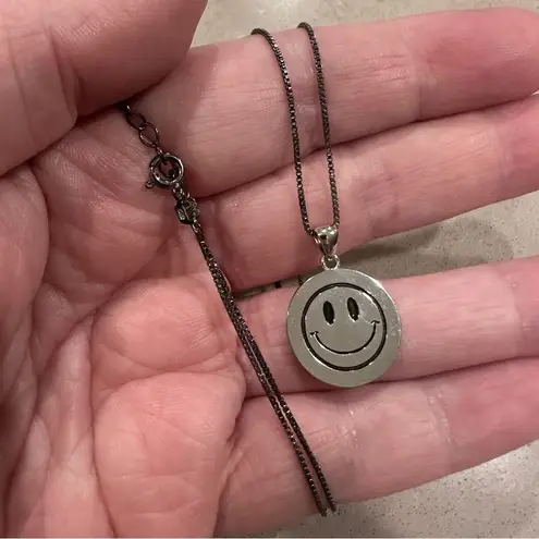 Sterling Silver Smiley Face Necklace – “Smile You’re Beautiful” Silver