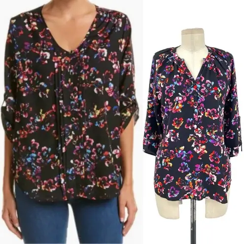 Yumi Kim Yumi Top In Black Floral Print Silk Size XS