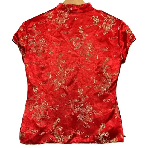 Mei Na Fashion Vintage Women’s XS S Red Asian Traditional Chinese Changshan Top