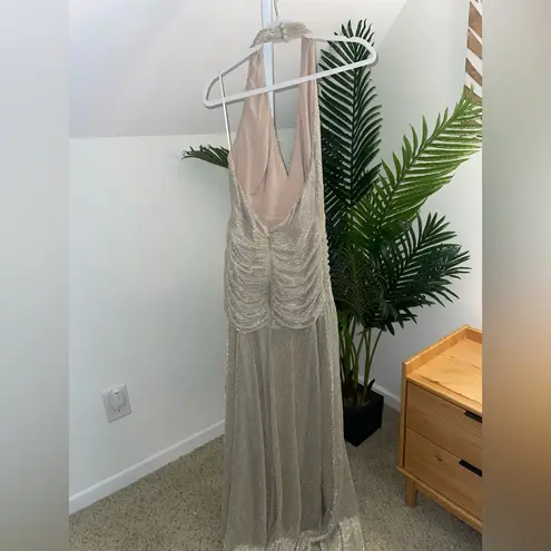 PatBO Lurex Draped Maxi Dress Gold US 4