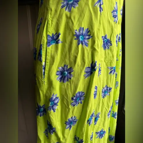Vintage 90s Jennifer Moore neon flower power button down maxi dress, size small Green