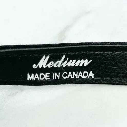 Black Faux Leather Belt Butterfly Charm Gold Chain Accents Medium (M) ✨