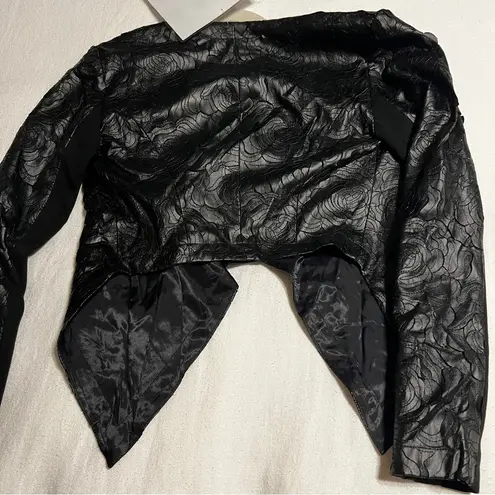 Blanc Noir NWT SAMPLE draped front sculpted floral jacket SIZE SMALL Black