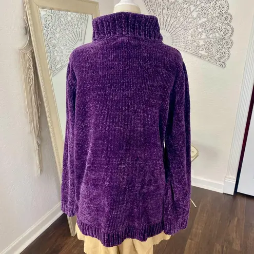 Karen Scott Early 2000's Chunky Soft Dark Purple Long Turtleneck Warm Sweater L