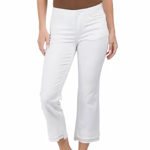 Democracy Absolution White Raw Hem Cropped Jeans Women’s Size 16 Stretch Denim