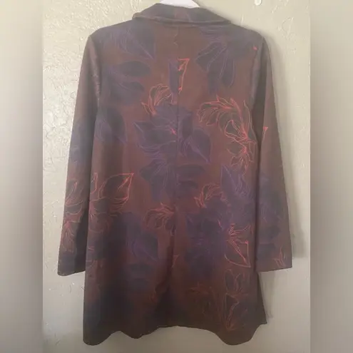 IMAN Global Chic Luxe Faux Suede Topper Brown Floral Size M READ DESCRIPTION Size M