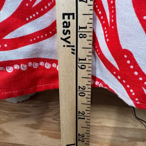 Calypso St. Barth Maxi Dress Womens L Red White Linen Blend Shells Boho Resort